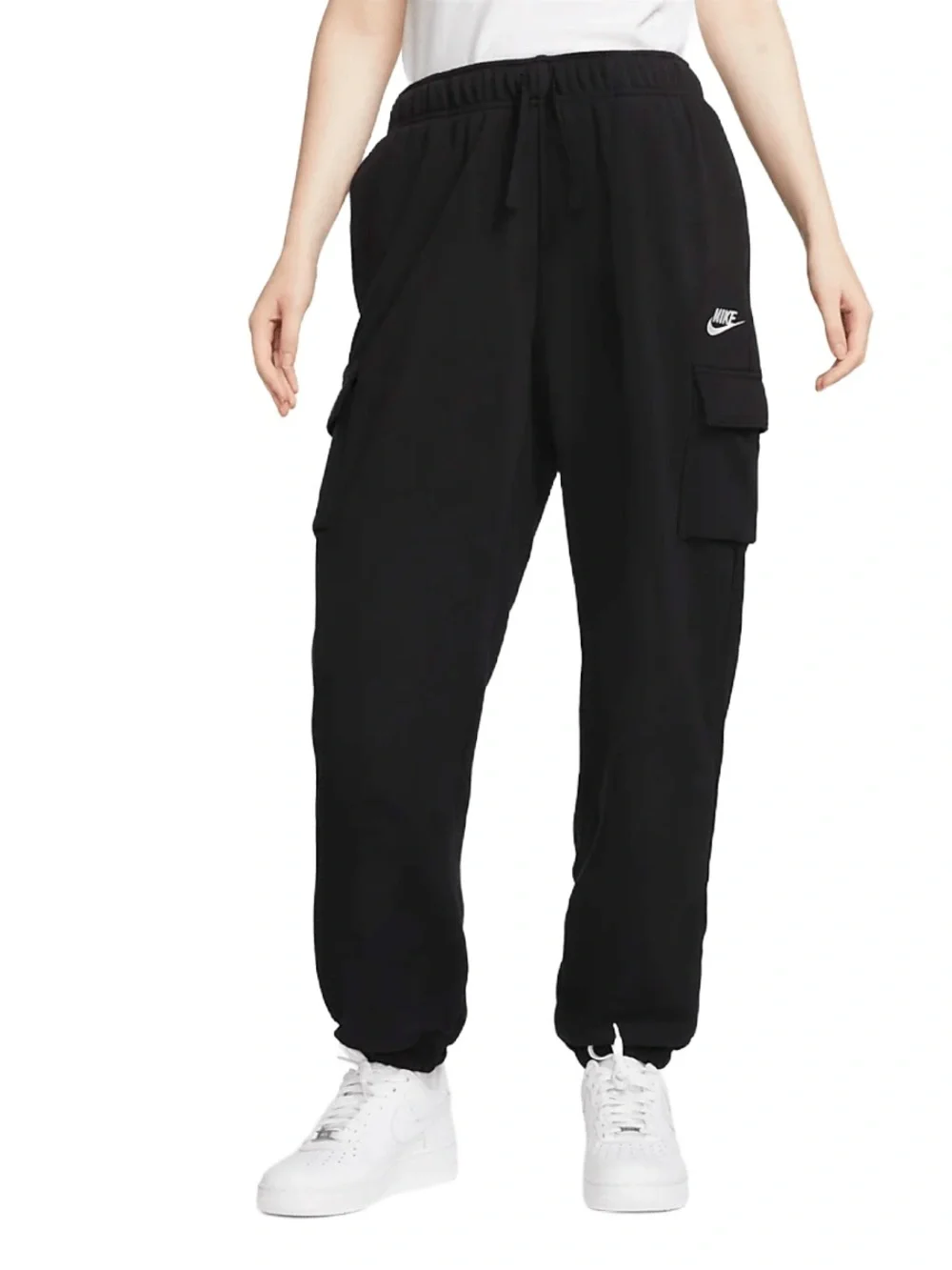 Nike Women's Sportswear Club Fleece Mid Rise Oversized Cargo Sweatpants Black